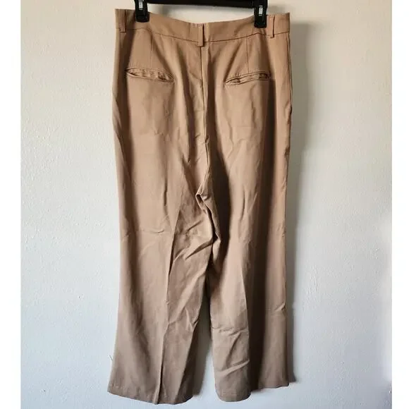 Reformation Mason High Waisted Wide Leg Trouser Pants in Khaki